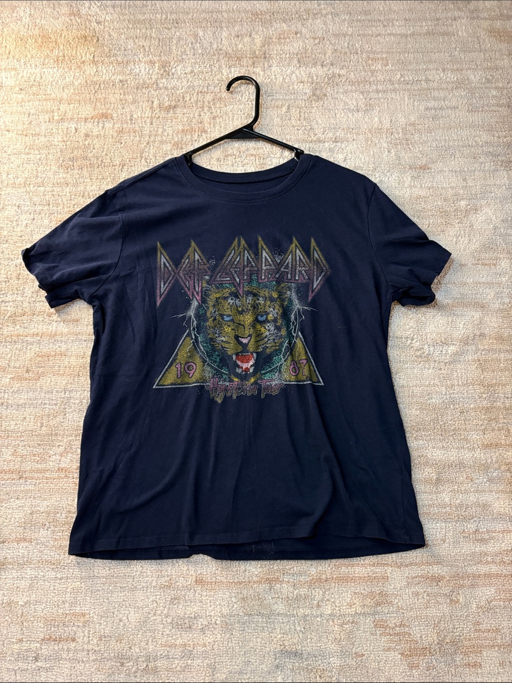 Def Leppard Women's Navy Graphic Tee - Vintage Lion Print